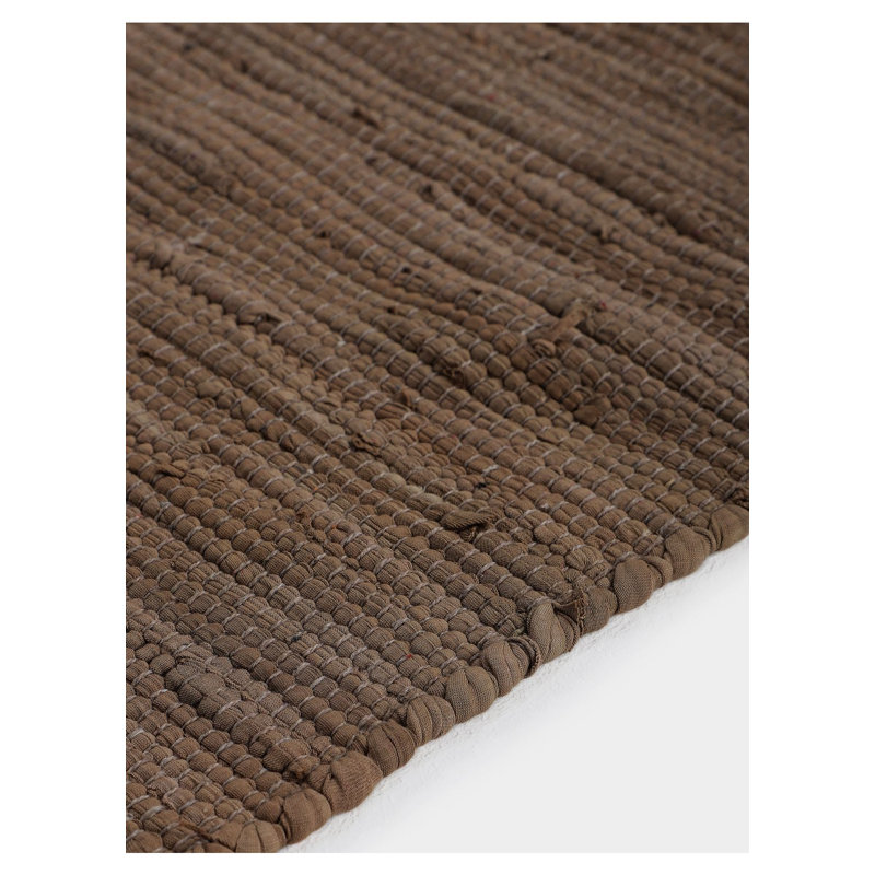Chindi Uni Solid Colour Hand Crafted Hand Braided Brown Area Rug, Rectangle 70 x 140cm