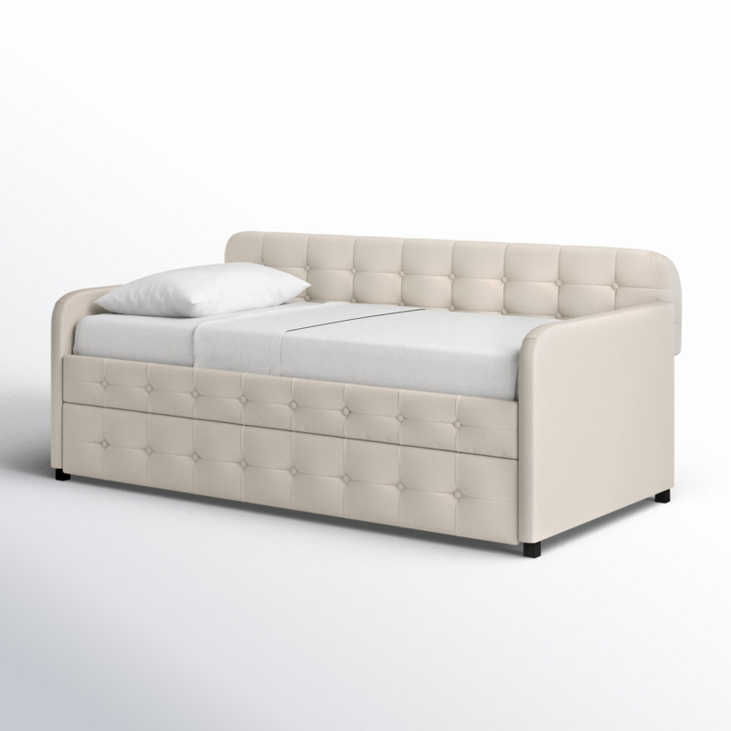 Lit de jour simple avec couchette Seraphine, Lin beige