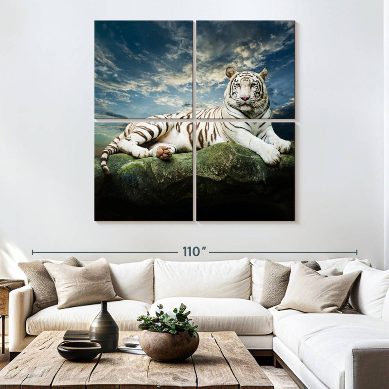 Brampt Lounging White Tiger, 74" H x 74" W