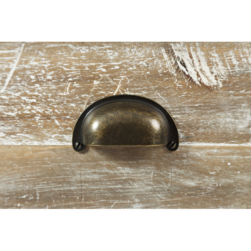 Table de bout en bois massif avec rangement Castile, Gris délavé