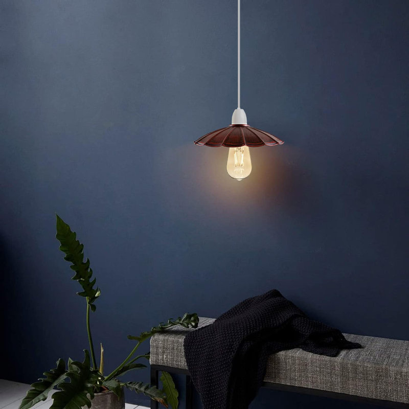 8cm H Metal Empire Lamp Shade, Rustic Red