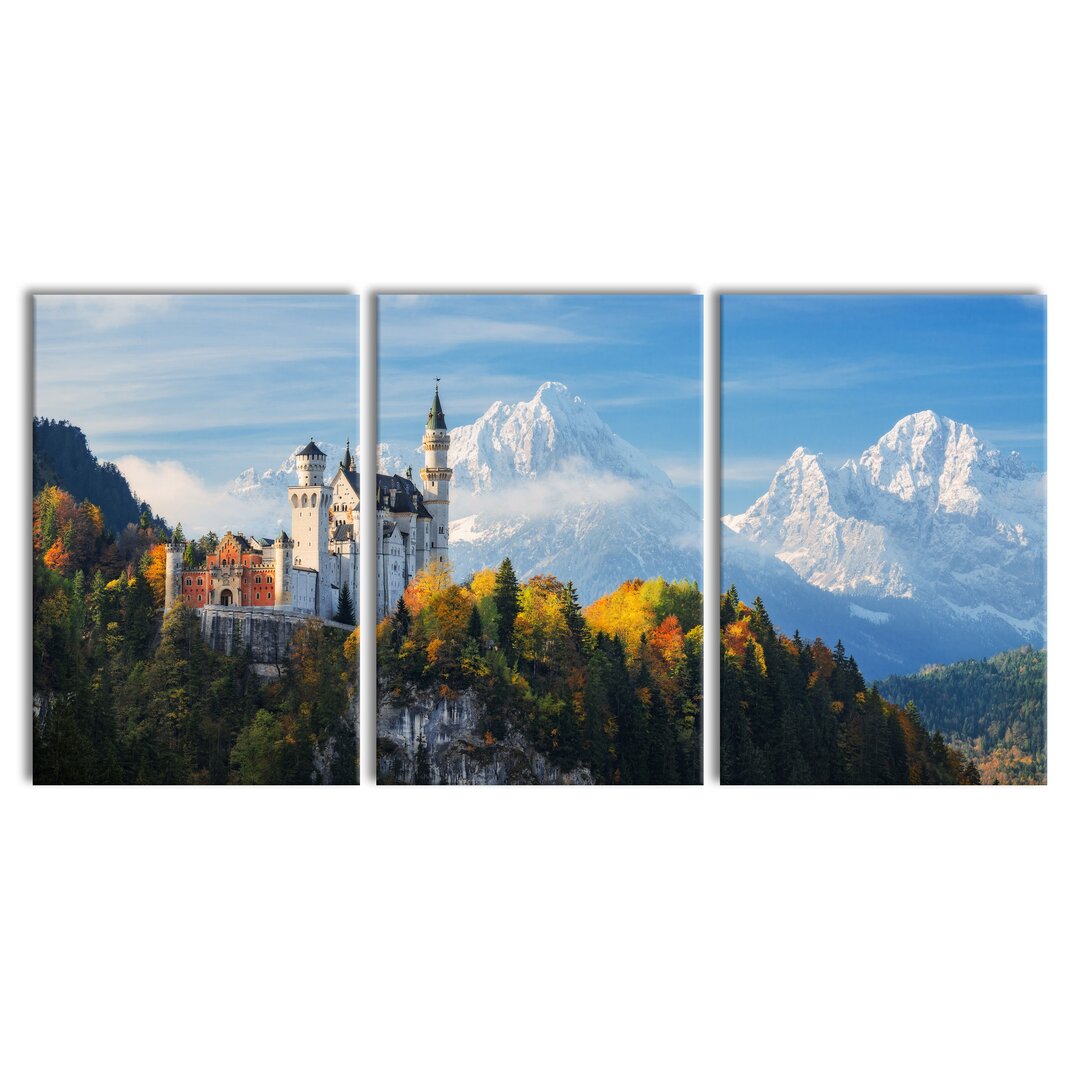 3-tlg. Leinwandbilder-Set Schloss Neuschwanstein Herbst