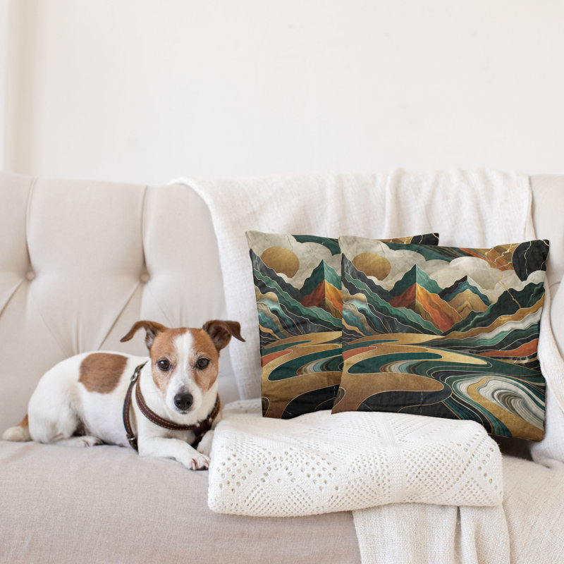 sd1073_Ambesonne, housse de coussin moderne Mid Century, paquet de 2 Groovy Mountains, H 16 po x l 16 po