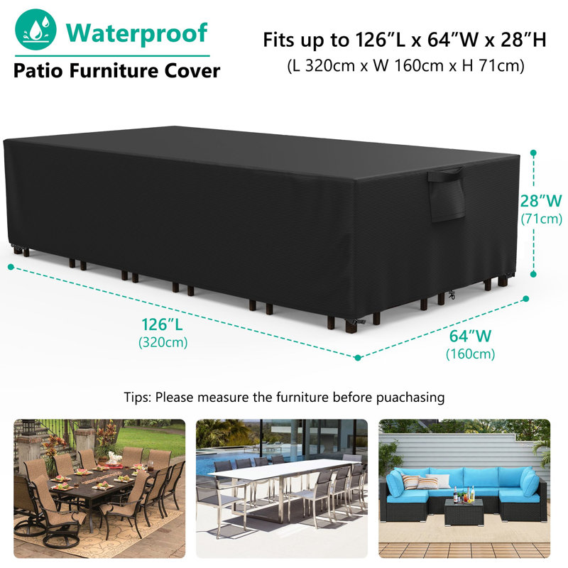 Waterproof Outdoor Lawn Patio Furniture Cover, Black