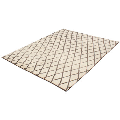 Tapis unique en laine noué à la main style Oushak des années 2010 de 7 pi 10 po x 9 pi 9 po gris Theodora
