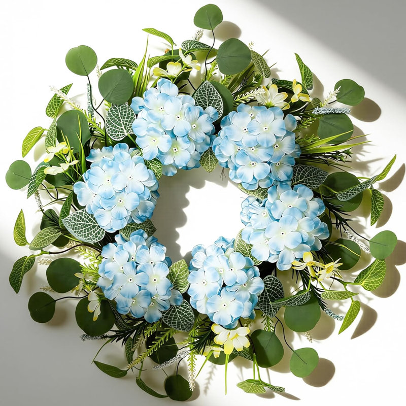 22" Blue Hydrangea Spring Summer Flower Wreath