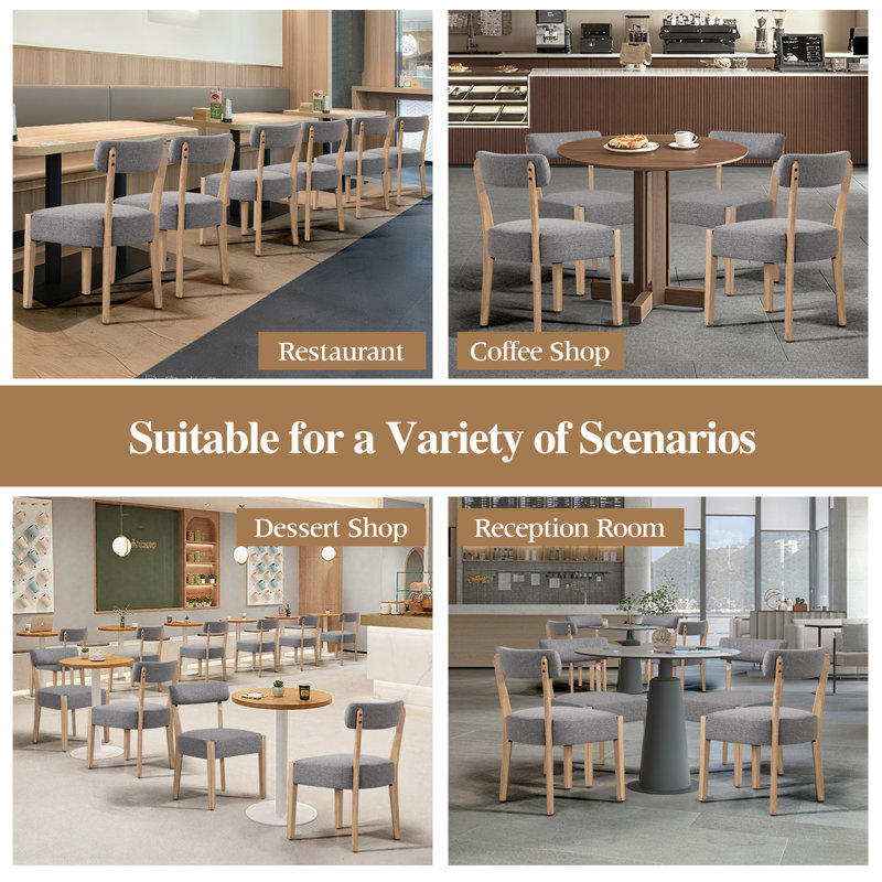 Linen Upholstered Side Dining Chairs, Gray