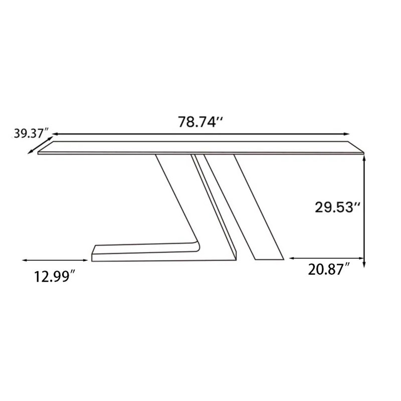  Table de salle à manger Stapp, H 29,53 po x L 78,74 po x l 39,37 po, Doré, Pandora