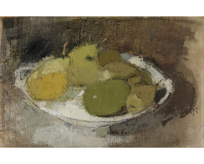«Still Life in Green» par Helene Schjerfbeck - Art mural sur toile tendue avec châssis, H 24 po x l 17 po