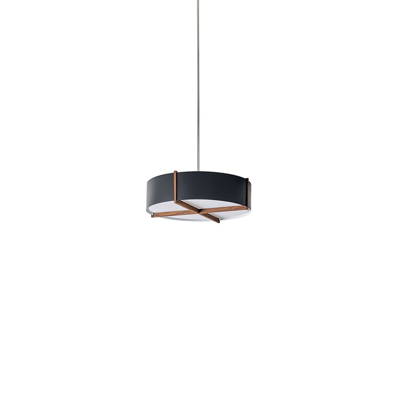 Plura 1 - Light LED Pendant, 10.4" H x 36" W x 36" D, 3500K, Walnut/Matte Black/White Interior
