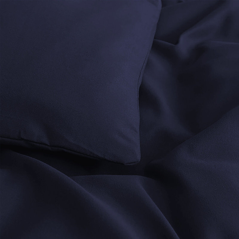 Premium 4-Piece Microfiber Duvet Cover Complete Set, Navy, Double Duvet Cover Set + 3 Additional Pieces