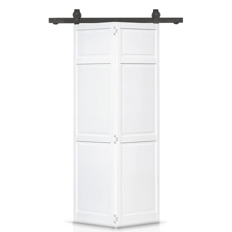 Porte pliante en bois massif 80 po, 24 po x 80 po, Blanc