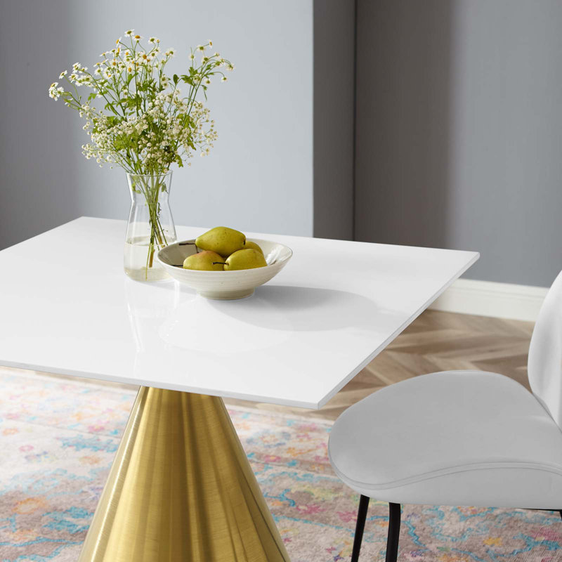 Tupelo White and Gold Square Dining Table