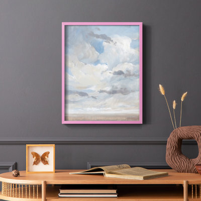 Bleu ciel I, reproduction encadrée - bois massif