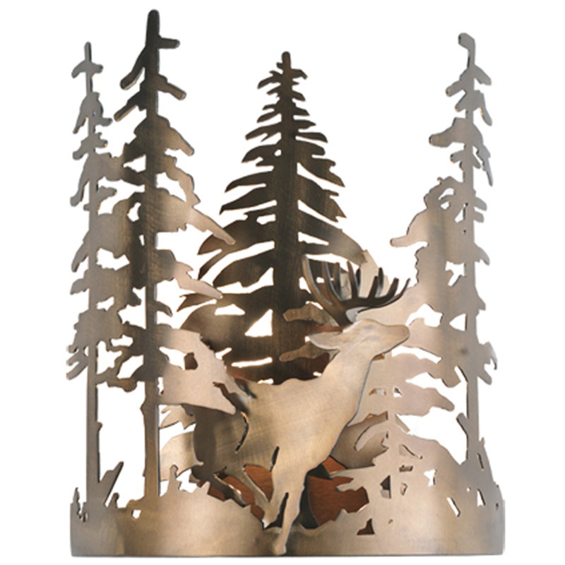 Rustic Lodge Flush Mounted Sconce, Antique Copper