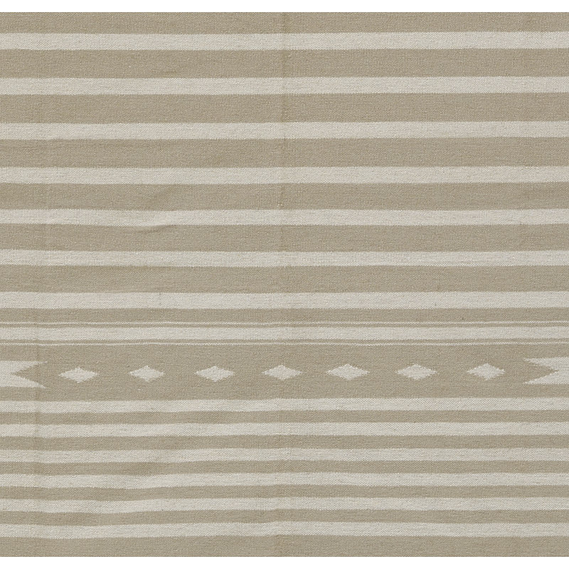 Beige and Off-White Geometric Wool Flat Woven Rug 2' X 3'