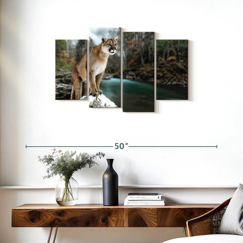 Brampt Cougar By The River, 22" H x 36" W
