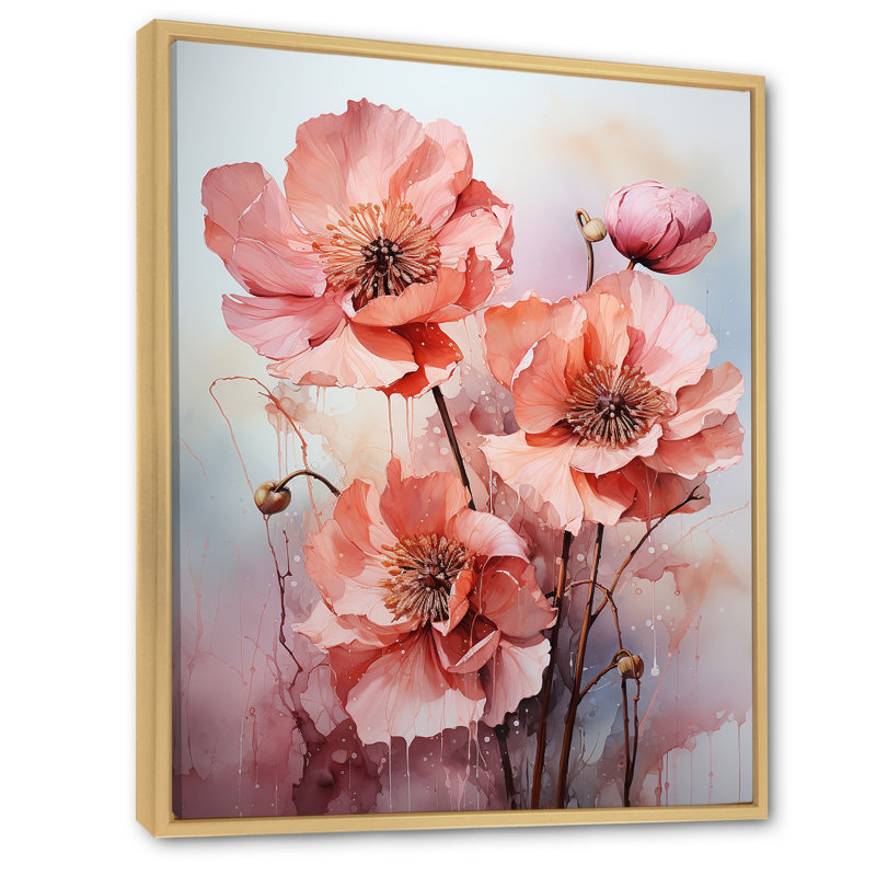 Tulipes rendues dans une palette monochromatique I sur toile, Cadre naturel flottant, H 20 po x l 12 po x P 1 po