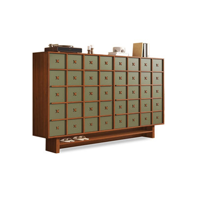 Green + Brown Manufactured Wood Shoe Storage