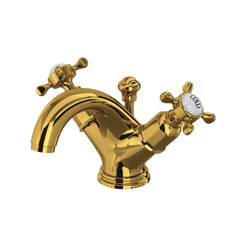 Edwardian Two Handle Lavatory Faucet, Unlacquered Brass