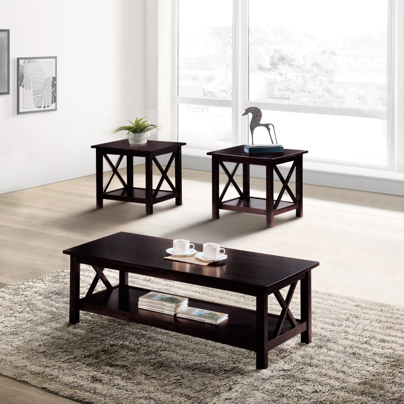 Ensemble de tables basses 3 pièces Achava, Merlot foncé