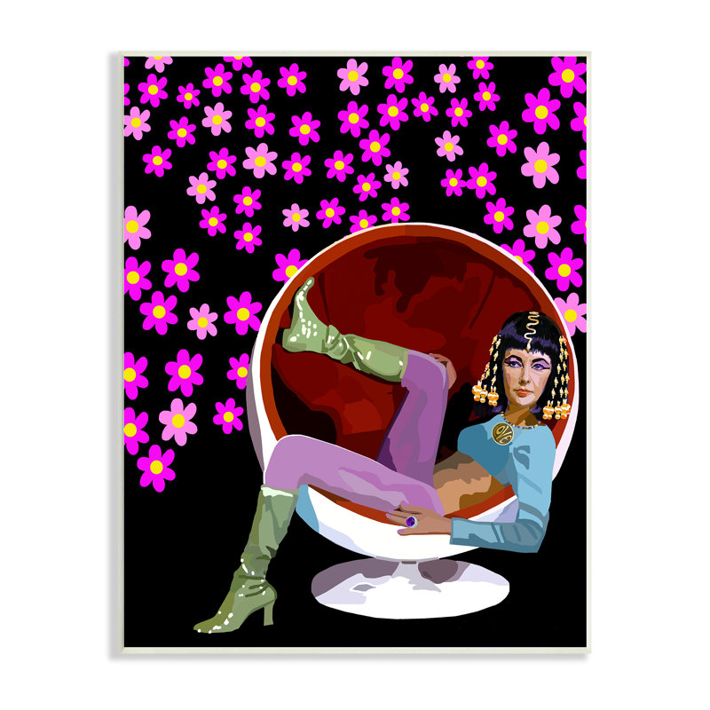 Chaise moderne Taylor Lounging par Lynnda Rakos, rose, Plaque murale, H 19 po x l 13 po