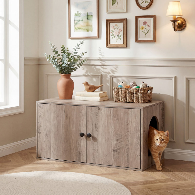 Enceinte de litière pour chat Furniture Meuble de litière caché, Beige