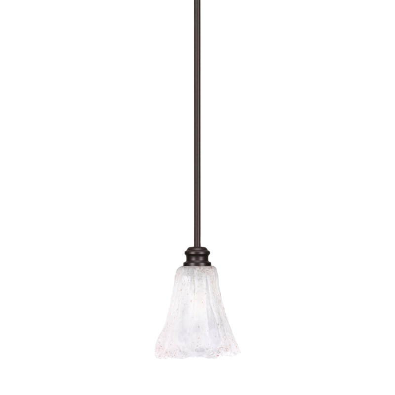 Edge Stem Hung Mini Pendant Shown In Espresso Finish With 5.5" Fluted Italian Ice Glass