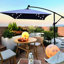 Parasol d'extérieur rectangulaire 2X3m - à énergie solaire, 6 nervures, manivelle et base transversale pour terrasse de jardin avec éclairage à DEL, 40 po et plus, piscine-130189672