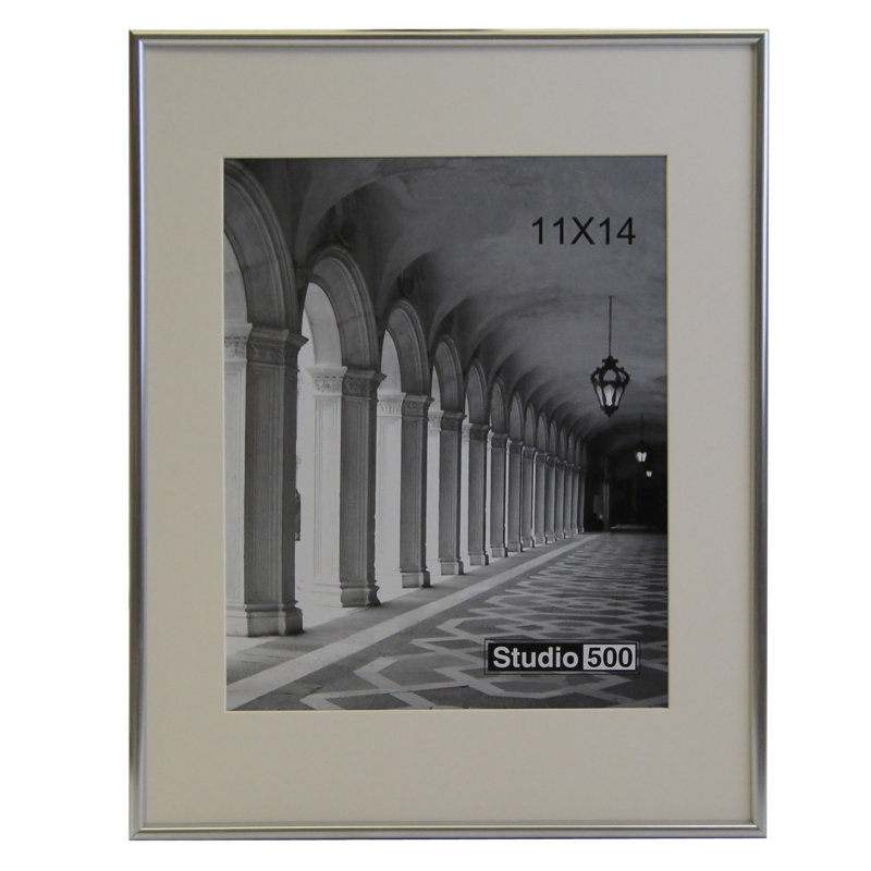 Matte Picture Frame with Mat, Silver