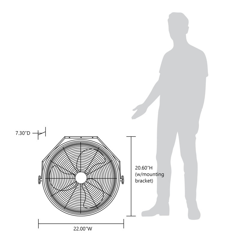Ventilateur mural haute vitesse Newair, H 18 po x l 22 po