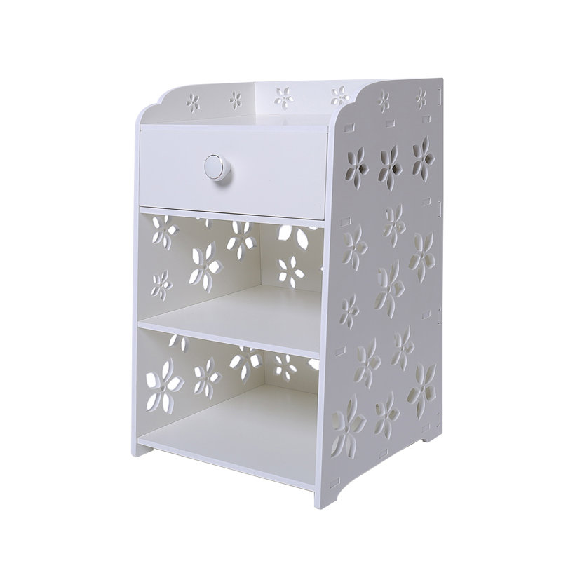 Table de chevet blanche à 1 tiroir Aoter (ensemble de 2), 20" H x 16" W, Individual