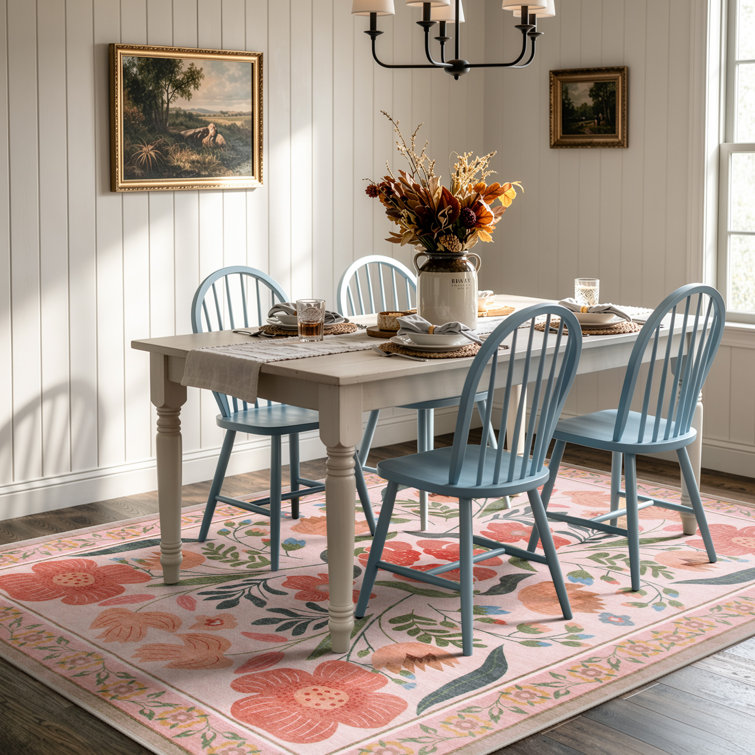 Kaldi Washable American Country Floral Rug Vintage Farmhouse Style Floor Mat