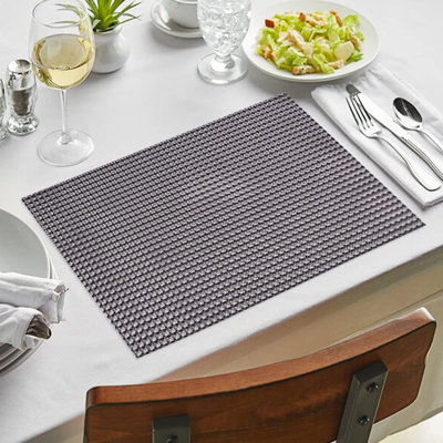 Ensemble de 8 napperons en PVC noir brun pour décoration de Noël avec protection de table résistante à la chaleur et aux égratignures