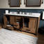 80 po Grand meuble-lavabo double rustique pour la salle de bain, comptoir en marbre de culture, 30 miroirs, conception à fermeture en douceur, deux armoires et cinq tiroirs avec salle de bain 81 W avec fonction de fermeture, grand