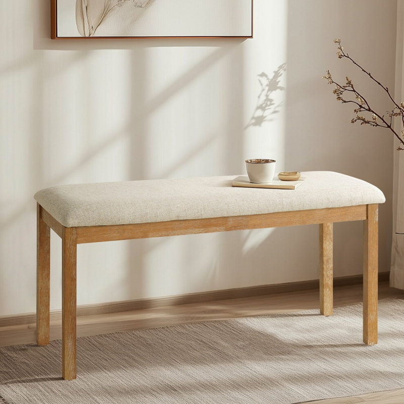 Banc de salle à manger en bois Soild - avec siège rembourré en lin