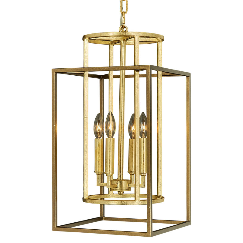 Manhattan 4 - Light Lantern Geometric Chandelier, Oyster White