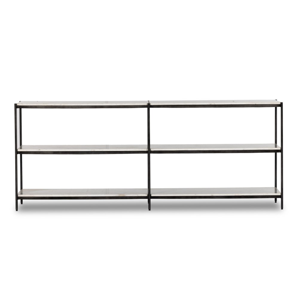 Tincher 78" Console Table, White/Polished White Marble