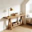 Table basse de style naturel, table d'entrée en bois, console élégante