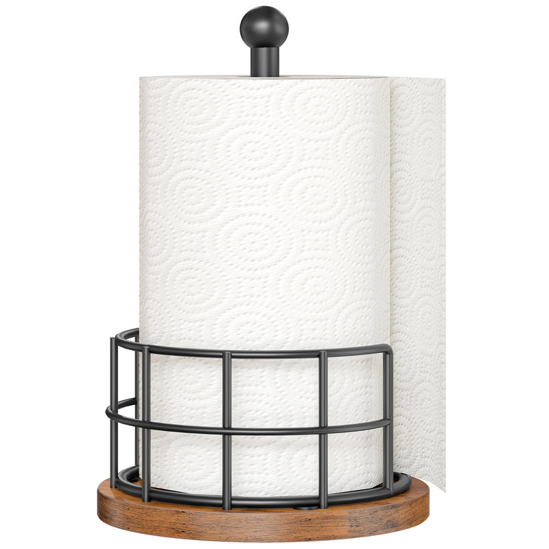 Porte-papier essuie-tout, porte-papier essuie-tout pour comptoir, porte-papier essuie-tout avec base en bois, porte-rouleau de cuisine autoportant