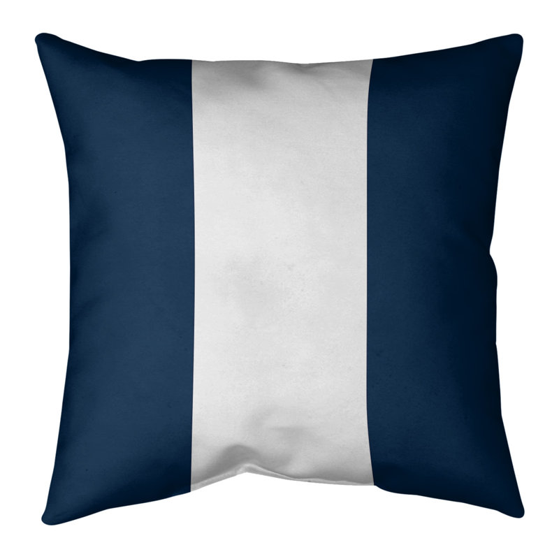 Housse de coussin de football Denver, 16 po x 1 po, Bleu marine/blanc, Faux lin