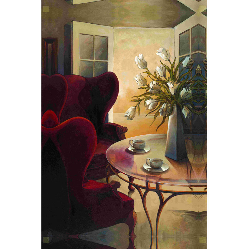 Deux chaises rouges - peinture sur toile tendue, H 48 po x l 32 po x P 1,25 po