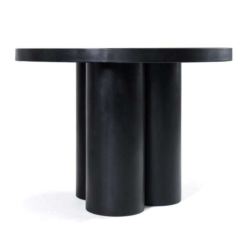 Kenneth  - Modern Black Concrete Round Dining Table, Black