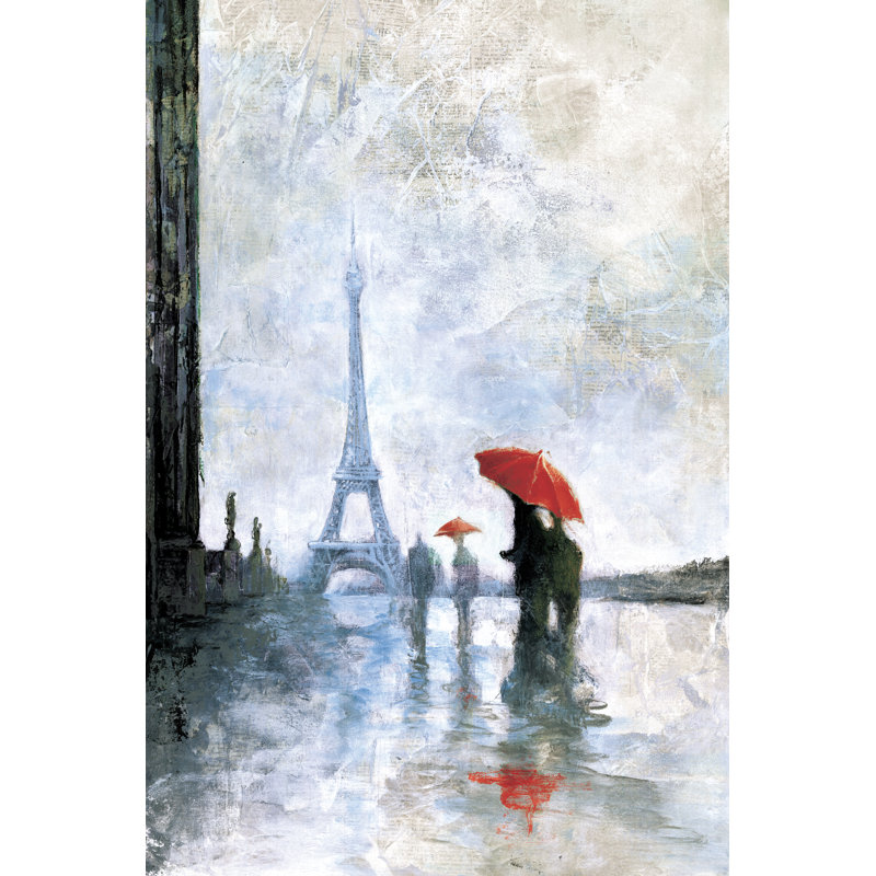 Rainy Paris Red - Wrapped Canvas Painting, 46cm H x 30cm W x 3.8cm D