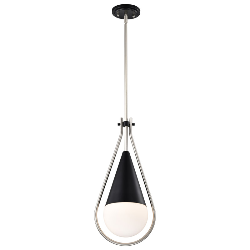 Marnix 1 - Light Teardrop Pendant, 60.5" H x 10" W x 10" D, Matte Black/Brushed Nickel
