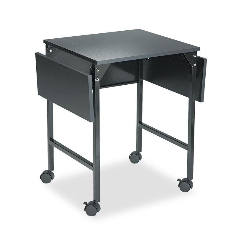 Black Steel Machine Stand Desk with Drop Leaves