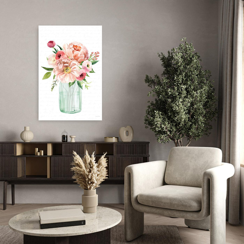 Art floral contemporain printanier II, H 36 po x l 24 po
