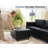 6-Piece 118.5'' Reversible Modern L-Shape Sectional Sofa With Storage Seat- Faux Leather-Black-321356830