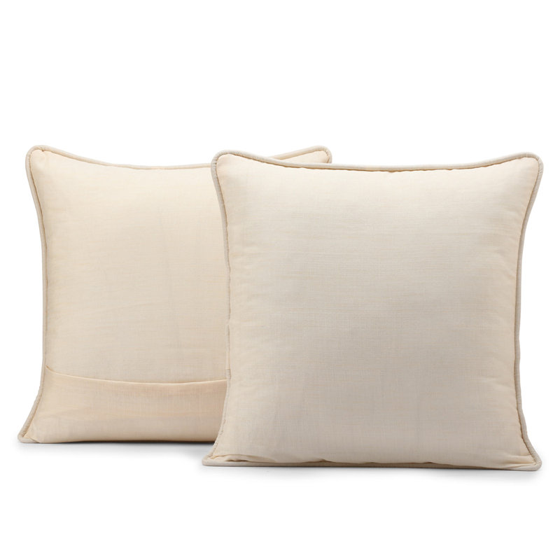Ivory Faux Silk 18" Euro Pillow Covers Set