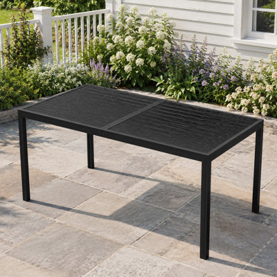 60'' All-Aluminum Rectangular Patio Outdoor Dining Table for 6 person